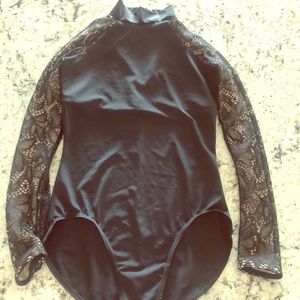 Black Bodysuit with Lace Detail